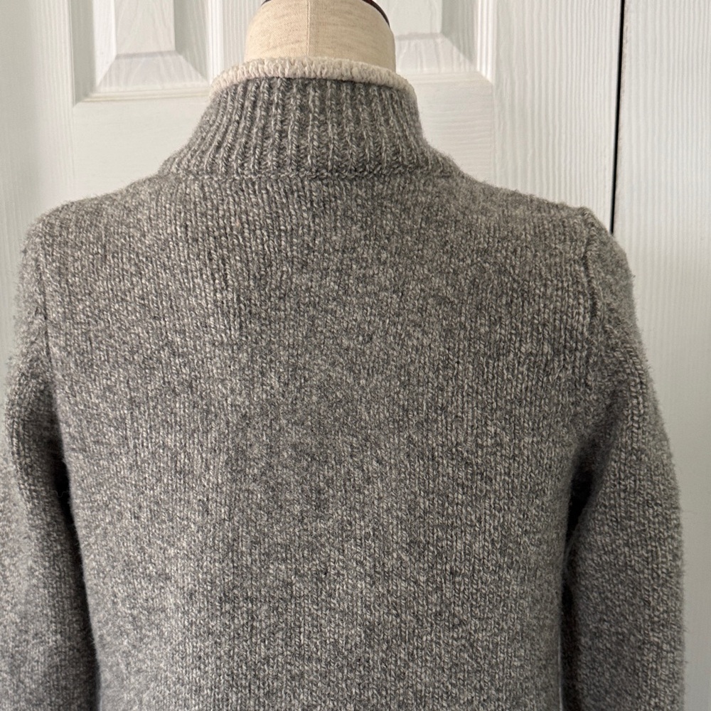 LL Bean Sweater Jacket Women’s Gray Full Zip Lambs Wool Sherpa Lined Cozy Sz M - Picture 8 of 11